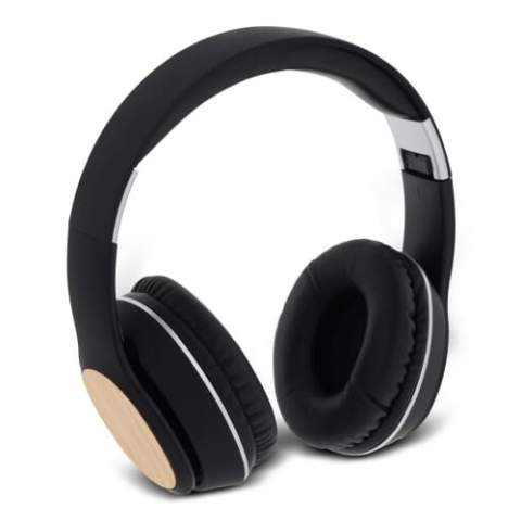 Beautiful wireless and foldable headphone with a bamboo inlay. The ear cushions make the headphones comfortable to wear.