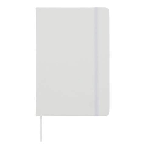 Klassiek PU notitieboek met bijpassende elastische band en lint. 96 vellen wit FSC-papier met puntraster.