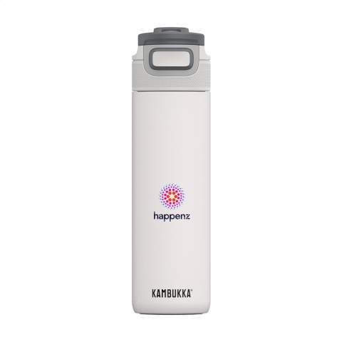 Vacuümgeïsoleerde 18/8 RVS waterfles van het merk Kambukka® • excellente kwaliteit • houdt koude dranken tot 21 uur lang op temperatuur • 3-in-1 dop met 2 drinkposities: even drukken en snel een slok nemen of volledig openen om, zonder knoeien, net zo comfortabel te drinken als uit een mok • gemakkelijk te reinigen dankzij Snapclean®: met één handeling verwijder je het binnenste mechanisme • universele dop: past ook op andere Kambukka® drinkflessen • het deksel is vaatwasserbestendig - de fles met de hand afwassen • handige rubberen grip • antislipbodem • 100% lekvrij • inhoud 600 ml. Het deksel is ontworpen voor het snel drinken van koude dranken en is derhalve niet geschikt voor het drinken van hete en warme dranken.     VOORRAAD INFORMATIE: Tot 1.000 stuks beschikbaar binnen 10 werkdagen. Uitzonderingen voorbehouden.