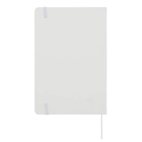 Klassiek PU notitieboek met bijpassende elastische band en lint. 96 vellen wit FSC-papier met puntraster.