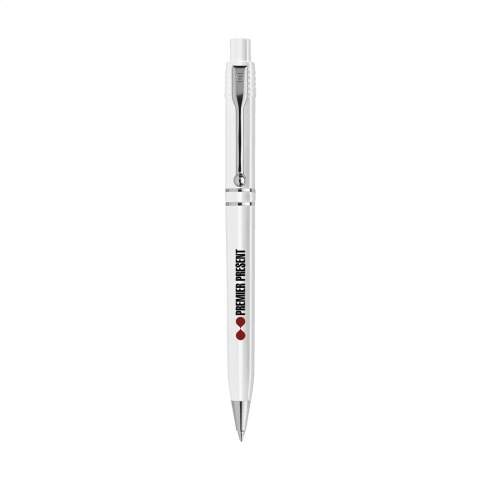 Blue ink ballpoint pen by Stilolinea®, with metal tip, clip and trims. Made in Italy.