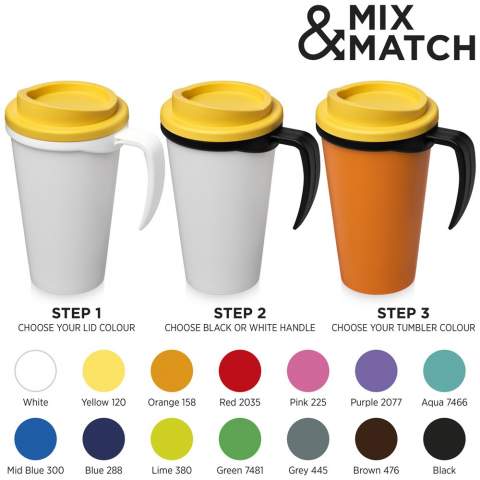 Double-wall insulated mug with twist-on lid and integrated handle. Mug is fully recyclable. Mix and match colours to create your perfect mug. Made in the UK. Presented in a white gift box. BPA-free. EN12875-1 compliant, dishwasher safe, and microwave safe.