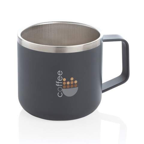 The classic camp mug has been given a new double-wall insulated stainless steel design! Lightweight and durable. Enjoy steaming hot coffee when you're out and about wherever you go. Capacity 350ml. BPA free.