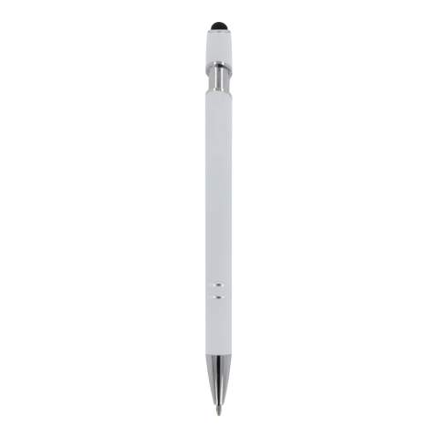 Stylo à bille en aluminium avec finition élégante au toucher doux et stylet. Clip en métal solide. Couleur d'écriture : bleu.