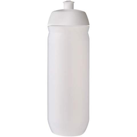 Single-walled sport bottle with a screw-fix pull-up lid. Made from flexible MDPE plastic, this squeezy bottle is perfect for sporting environments. Volume capacity is 750 ml. Made in the UK. BPA-free. EN12875-1 compliant and dishwasher safe.