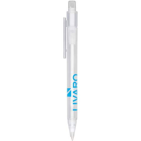 The Frosted Calypso ballpoint pen has trendy frosted colouredbarrels and a great branding area for your logo.