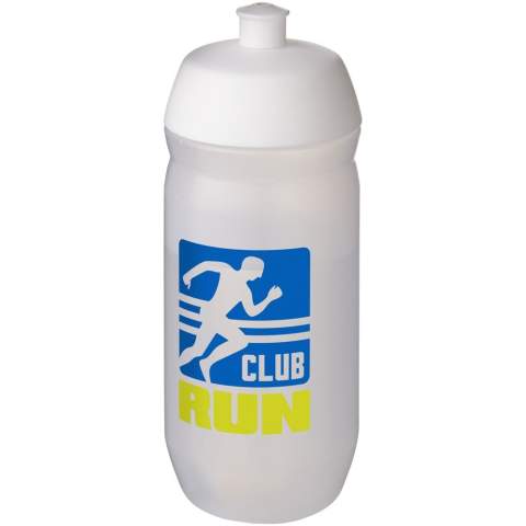 Einwandige Sportflasche mit schraubbarem Klappdeckel. Diese Squeezy-Flasche aus flexiblem MDPE-Kunststoff ist perfekt für den Einsatz beim Sport geeignet. Das Fassungsvermögen beträgt 500 ml. Hergestellt in UK. BPA-frei. EN12875-1 - konform und spülmaschinengeeignet.