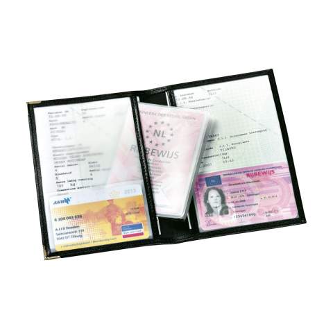 Étui de protection pour vos papiers de voiture en matière synthétique, coins avec protection en métal.