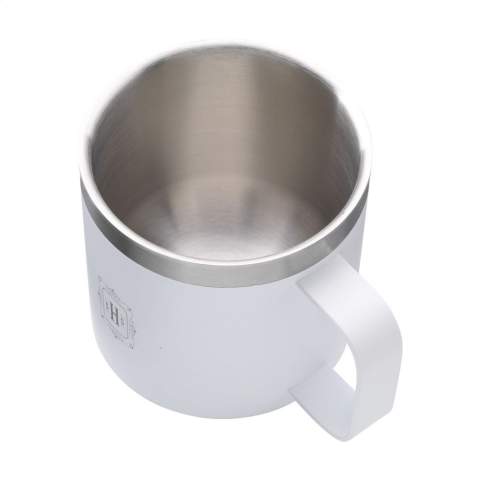 WoW! Double-walled, stackable mug. The inner and outer walls are made from recycled stainless steel. This keeps hot drinks at temperature for longer. Finished with an attractive powder coating. RCS-certified. Total recycled material: 79%. Capacity 500 ml. Stainless steel can be recycled many times whilst retaining the quality of the material. By using recycled stainless steel, fewer new raw materials are needed. This means less energy consumption and less use of water. Each item is supplied in an individual brown cardboard box.