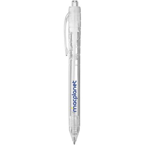Vancouver recycled PET ballpoint pen. Ballpoint pen with click action mechanism with a transparent barrel. The barrel is made of recycled water bottles, which contributes to decreasing the amount of plastic waste.