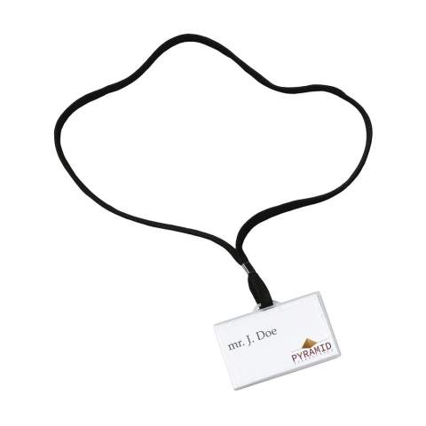 Transparent name card holder with lanyard (90 cm). Incl. blank card insert.
