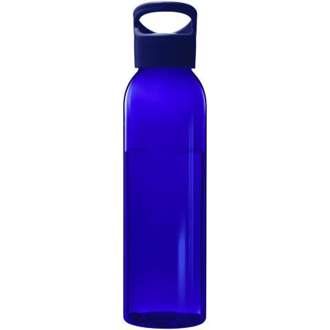 The clear Sky water bottle is made of Eastman Tritan™ making this bottle BPA-free, light, durable and impact-resistant. The bottle is single-walled and holds 650 ml of liquid, and it fits in the side pocket of most backpacks, as well as in most car cup holders. The twist-on lid ensures easy opening and closing, and has a built-in carrying handle. 