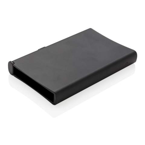 Porte-cartes en aluminium protège vos données personnelles contre les pickpockets électroniques. Il peut accueillir jusqu’à 10 cartes ou 6 cartes à relief. Glissière pratique sur le côté pour faire sortir progressivement les cartes.