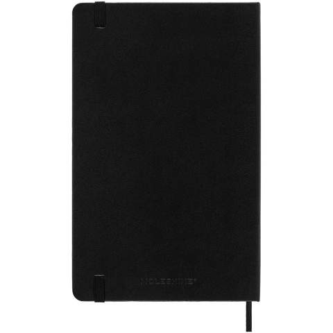 Dated from January to December 2026, the Moleskine hard cover 12-month weekly planner shows the whole week at a glance, while also providing yearly and monthly snapshot pages for a broader overview of the year, followed by pages for travel planning, ideas and goals. The days of the week are displayed across two pages. Features ivory-coloured acid-free paper, a black elastic closure, a page ribbon marker, a colour coordinated expandable inner pocket, and stickers for personal customisation, as well as year stickers for the spine.