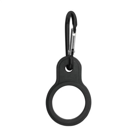 Silikonschlaufe mit Karabinerhaken. Bringen Sie die flexible Schlaufe an Ihrer Wasserflasche an und befestigen Sie sie mithilfe des Karabiners an einem Rucksack oder einer Sporttasche.