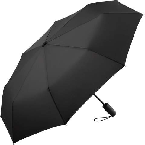 Attractively priced automatic pocket umbrella with windproof system Convenient automatic function for quick opening, high-quality windproof system for maximum frame flexibility in stormy conditions, comfortable Soft-Feel handle with integrated pushbutton, elastic carrying loop and promotional labelling option.