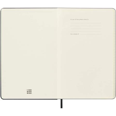 Dated from January to December 2026, the Moleskine hard cover 12-month weekly planner shows the whole week at a glance, while also providing yearly and monthly snapshot pages for a broader overview of the year, followed by pages for travel planning, ideas and goals. The days of the week are displayed across two pages. Features ivory-coloured acid-free paper, a black elastic closure, a page ribbon marker, a colour coordinated expandable inner pocket, and stickers for personal customisation, as well as year stickers for the spine.