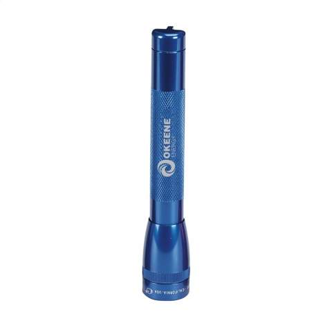 Best selling mini Maglite®. Meas. Ø 2.5 x 14.6 cm. This lightweight krypton torch (113 g including batteries) combines a sleek compact design, with peak performance. Light range 96 metres. 14 Lumen. Offers up to 5Œ hours of light from just 2 batteries. Converts to free standing candle mode, in 3 simple steps. Includes spare bulb and batteries. With a lifetime Maglite guarantee. Each piece in a case.