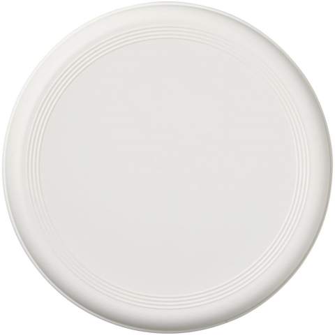Stevige frisbee gemaakt van gerecycleerd post-consumer plastic. De frisbee heeft een gespikkelde afwerking vanwege de aard van het gerecyclede materiaal. Voldoet aan EN71. Niet geschikt voor kinderen jonger dan drie jaar.