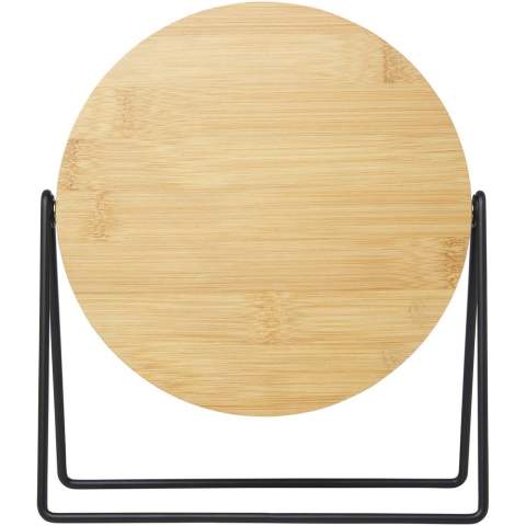 360-degree rotating mirror for placing on vanity or countertop. The mirror is made of bamboo that is sourced and produced following sustainable standards.
