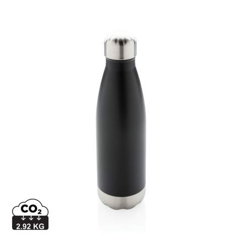 Elevate your daily water intake with this vacuum insulated stainless steel bottle. The bottle keeps chilled beverages cold for up to 15 hours and hot drinks warm for up to 5 hours. With a base that fits in most cup holders, this sleek looking water bottle will keep you hydrated on the go wherever you are. Capacity 500ml.<br /><br />HoursHot: 5<br />HoursCold: 15