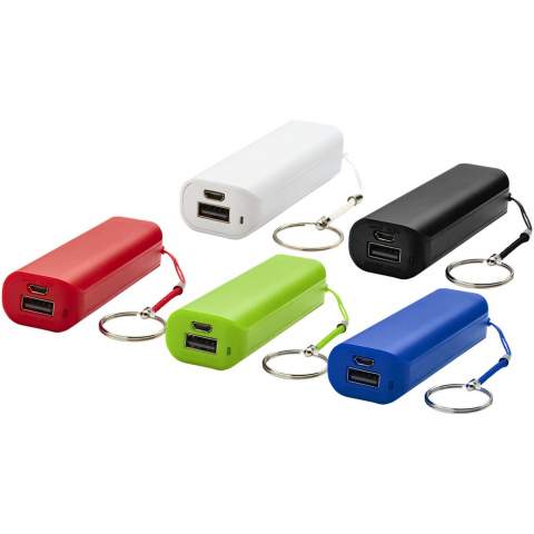 This power bank with a 1,200 mAh rechargeable lithium-ion battery, provides power to charge smartphones, MP3 players and many other devices. It also features a key ring for easy carrying. Includes a USB to Micro USB charging cable. Input 5V/1A, output 5V/1A. Supplied in a white gift box.