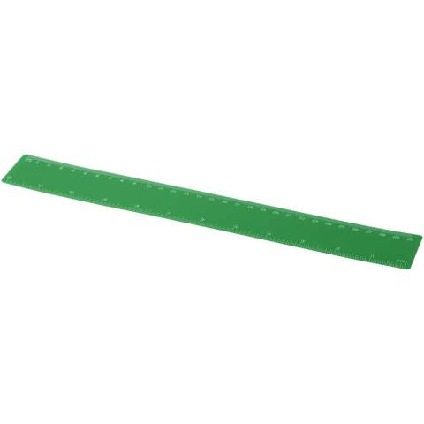 Règle flexible en plastique léger avec mesures en pouces et en centimètres. Merci de noter que les indications de mesures sont imprimées en même temps que la personnalisation. Les règles non personnalisées n'auront donc aucune indication de mesure.