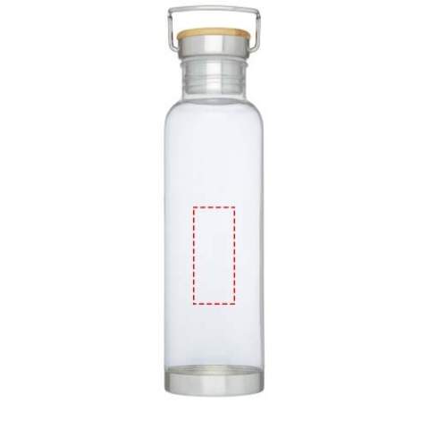 Enkelwandige drinkfles van duurzaam Tritan™-materiaal. Bestand tegen stukvallen, vlekken en geurtjes. Voorzien van een schroefdop met bamboetop, evenals een handvat voor gemakkelijk dragen. BPA-vrij. Volumecapaciteit is 800 ml. Geleverd in een geschenkverpakking. 