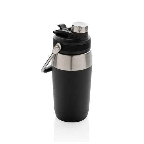 The ultimate stainless steel bottle for on-the-go versatility. The lid has a dual function that has both a flip top straw and screw cap so you can choose how you want to drink from the bottle! The bottles features a top handle for easy carrying.  Double wall vacuum insulated stainless steel keeps beverages hot for up to 5 hours or cold for up to 15 hours. A powder coat finish creates a highly durable exterior. Capacity 500ml. BPA free.<br /><br />HoursHot: 5<br />HoursCold: 15