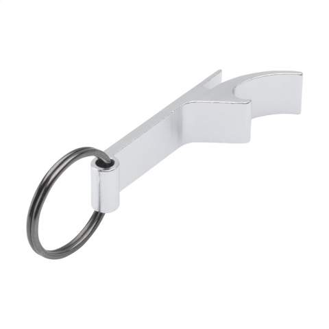 Lightweight opener made from recycled aluminium, with keyring. GRS-certificated. Total recycled material 79%. The use of recycled aluminium means that fewer new raw materials are used in production. This means less energy consumption, less use of water and a reduction of CO2 emissions. A responsible choice.