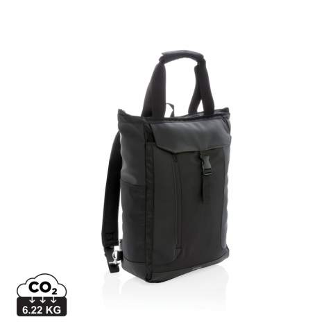 This versatile bag can be carried on the shoulder, by hand or as a backpack. Including padded 15" laptop compartment and RFID protected sleeves. PVC free.<br /><br />FitsLaptopTabletSizeInches: 15.6<br />PVC free: true