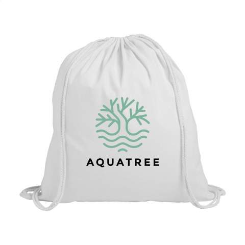 Backpack made of 100% cotton (120 g/m²). With drawstrings. Capacity approx. 8 litres.