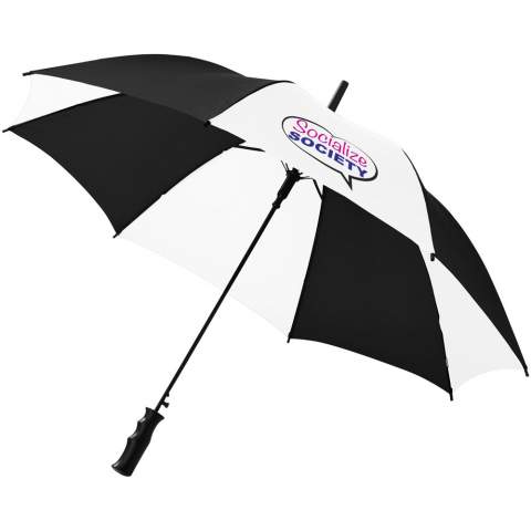 23" umbrella with metal shaft, metal ribs and plastic handle.