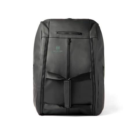 This backpack has a large main compartment and two side compartments for rackets. One short side has a separate compartment for shoes. Small, concealed zippered pockets for valuables. The main compartment has several pockets inside for balls or other items. This bag can be carried either as a backpack or as a sports bag. The backpack shoulder straps are padded for shoulder comfort and adjustable to ensure the perfect fit.