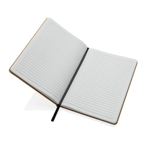 Deze A5-notitieboek is gemaakt van FSC®-kurk, terwijl de pagina's zijn gemaakt van steenpapier, wat zowel natuurlijke charme als een lage impact biedt. Het notitieboekje is voorzien van een zwarte binder, een lintmarkering en een hardcover voor extra duurzaamheid. Binnenin zitten 80 vellen (160 pagina's) wit steenpapier van hoge kwaliteit met een gelinieerd formaat en een gewicht van 120 g/m². Verpakt in FSC® mix krafthoes.<br /><br />NotebookFormat: A5<br />PaperRulingLayout: Gelinieerde pagina's
