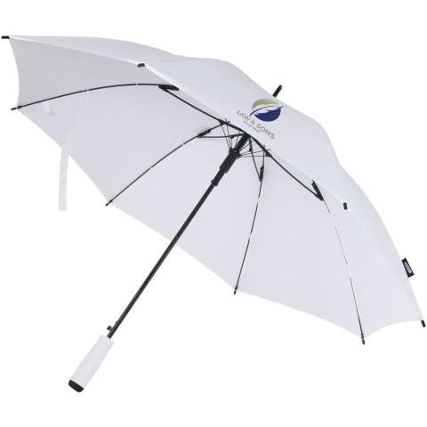 Parapluie 23” à ouverture automatique toile polyester pongee en PET recyclé. Il dispose d'une tige métallique robuste, d'un cadre en fibre de verre et d'un manche confortable en EVA avec extrémité assortie aux couleurs. Grande surface de marquage sur chacun des panneaux.