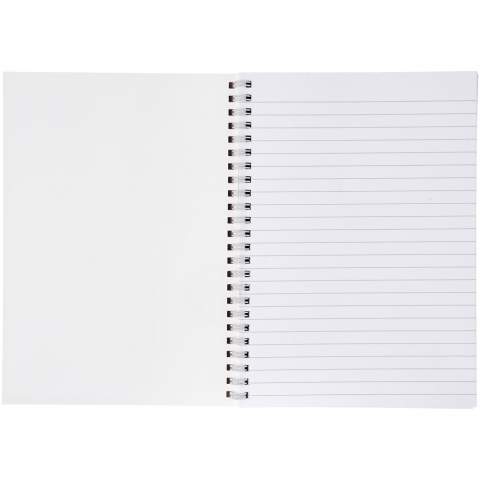 Desk-Mate® A5 spiral notebook. Includes 50 sheets blank paper (80 g/m2) and front cover (450 g/m2). The cover is tear- and waterproof. Black or white colour wire. You can customise the pages of this versatile notebook with any design - so whether you want lined paper, squares or dots - anything is possible!