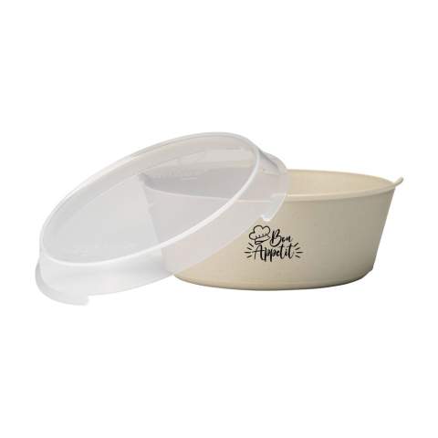Handliche Kunststoffschale der Marke Circulware. 100% recycelbar. Für Poke Bowls, Salate, Currys und andere Köstlichkeiten geeignet. Mit dem mitgelieferten Deckel verschließbar (nicht luftdicht und nicht auslaufsicher). Stapelbar und daher platzsparend. Eine kluge Wahl, wenn es darum geht, Einwegbehälter für Speisen zum Mitnehmen zu ersetzen. Nicht für den Gefrierschrank geeignet. Mikrowellen- und spülmaschinengeeignet.  Um den Aufdruck zu erhalten, wird Waschen von Hand empfohlen. Fassungsvermögen 1.200 ml.
