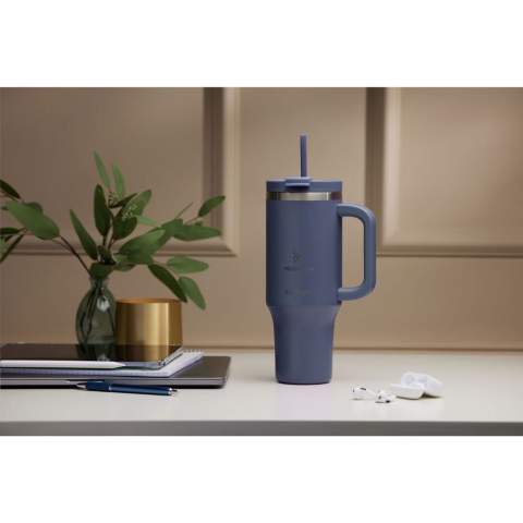 Large, double-walled Contigo® stainless steel drinking cup with generous plastic handle. The multifunctional plastic screw cap has a lockable drinking opening and an opening with a straw. When closed, the lid is leak proof. Suitable for cold drinks (not for carbonated drinks). THERMALOCK™ technology keeps drinks cool for up to 29 hours. Without the straw, the temperature is maintained thanks to the silicone seal in the lid. The cup has a matt, scratch-resistant coating. The conical, narrow base means the cup fits into almost any cup holder, making it perfect for on the go. Easy to clean. The cup, lid and straw are dishwasher-safe (place in the top rack). Odourless and taste-free. Stay hydrated all day long with this huge tumbler. Capacity 1,200 ml.    STOCK AVAILABILITY: Up to 1000 pcs accessible within 10 working days plus standard lead-time. Subject to availability.    Contigo: The best in quality, design and technology. Immediately recognisable by its sleek and stylish design, strong and solid. Comes with a 2-year manufacturer's warranty.