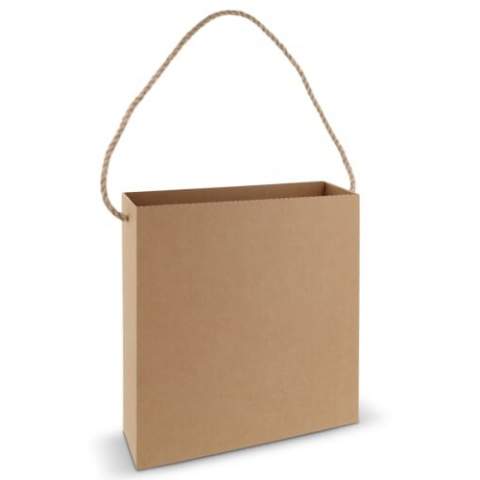 Cardboard square gift bag. Sustainable, authentic and unique. With heavy natural jute handles. Made in Europe.