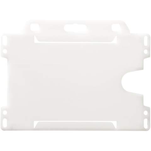Porte-cartes paysager en plastique recyclé. Idéal pour les expositions, les lieux de travail et les événements de réseautage. Convient aux laissez-passer de taille standard (carte de visite et carte de crédit). En raison de la nature du plastique recyclé, les nuances de couleur peuvent varier légèrement et il peut y avoir des taches de couleur. Fabriqué au Royaume-Uni.