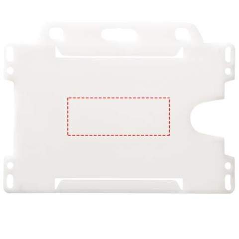 Porte-cartes paysager en plastique recyclé. Idéal pour les expositions, les lieux de travail et les événements de réseautage. Convient aux laissez-passer de taille standard (carte de visite et carte de crédit). En raison de la nature du plastique recyclé, les nuances de couleur peuvent varier légèrement et il peut y avoir des taches de couleur. Fabriqué au Royaume-Uni.