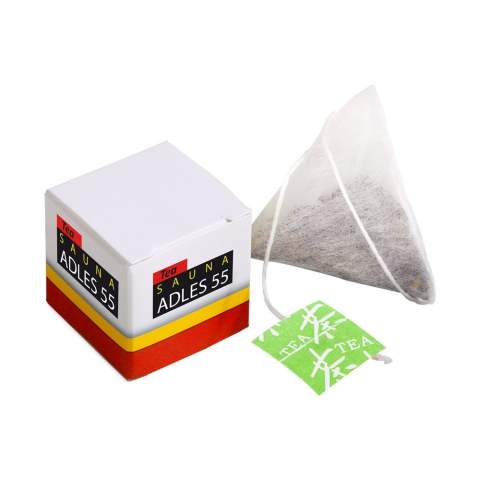 Quadratische Schachtel, 4c-Euroskala, bedruckt mit 1 Pyramidenbeutel English Breakfast Tee