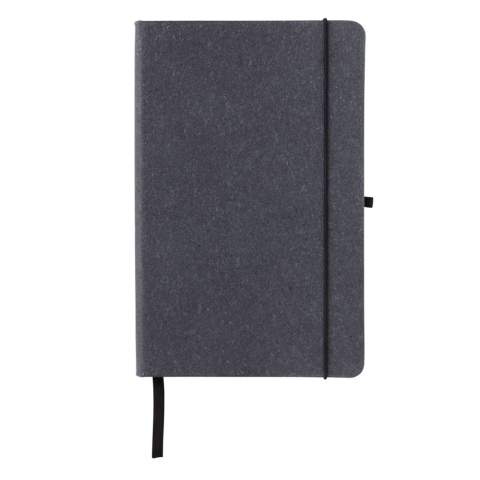 Schrijf al je aantekeningen en creatieve ideeën op met dit A5 notitieboek van gerecycled leer met harde kaft. Stijlvol en met een mooie afwerking. Het notitieboekje heeft 80 vellen/160 pagina's 70 gm/s wit gekleurd gerecycled papier, een verticaal elastiek en een pennenlus.<br /><br />NotebookFormat: A5<br />NumberOfPages: 160<br />PaperRulingLayout: Gelinieerde pagina's