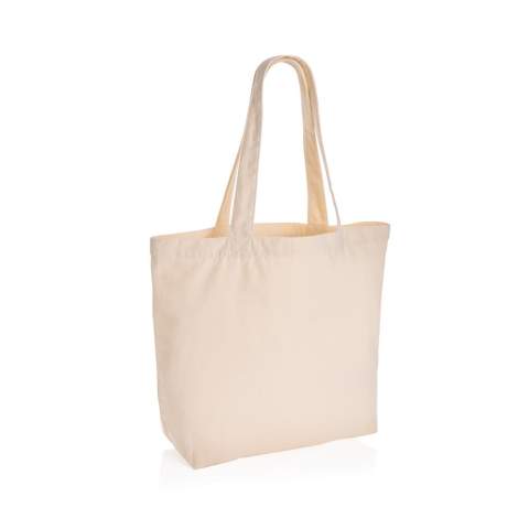 The Impact AWARE™ 240gsm recycled canvas shopper with pocket undyed is the perfect way to carry your essentials wherever you go. This spacious shopper provides sufficient space for all your daily needs. Including a small inner pocket. The recycled canvas is undyed and used in its raw form, without chemicals from dyeing or bleaching. With AWARE™ tracer that validates the genuine use of recycled materials. 2% of proceeds of each Impact product sold will be donated to Water.org. Composition 70% recycled cotton, 30% recycled polyester.<br /><br />PVC free: true