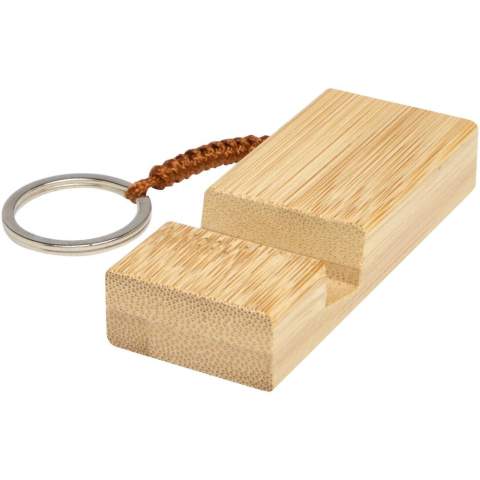 The Bosona phone holder with keychain is designed for convenience and style, and is crafted from responsibly sourced bamboo. This versatile holder keeps your phone secure while allowing easy access, making it perfect for on-the-go lifestyles. Attach it to your keys for effortless portability.
