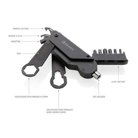 If you have a job to do on your bike, make sure you do it in style. This premium quality bike tool comes with all the tools needed to fix your bike in no time. The luxury aluminum body is matched with premium grade 420 stainless steel tools all in solid black. The durable tools are made to last a long time. The 16 functions include: Bit handle, integrated bit holder ( S2.5, S2 5mm, S2 4mm, S3 3mm, S2 6mm, S2 PH2) , spoke 3.4/3.3, box cutter, adaptor, multi function 18mm wrench with lock, second multifunction wrench 15/10/8 mm with lock, file. Packed in luxury gift box.Hardness level of bit 60-62 HRC. Hardness level of tools 40-45 HRC