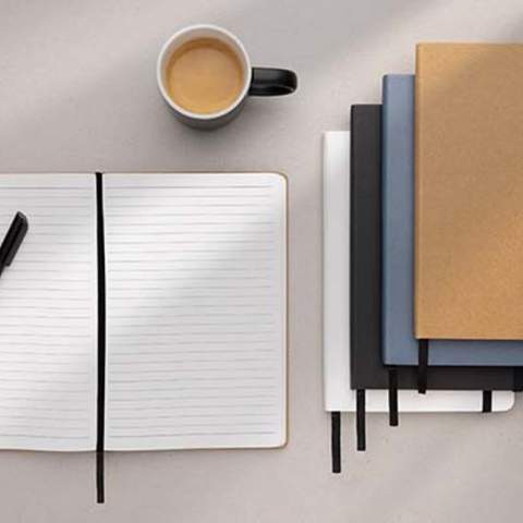 Crafted with precision and care, this notebook shows our commitment to low impact sourcing. Featuring an FSC® kraft cover and the stone paper pages ensure a smooth and durable writing surface. The inclusion of an elastic binder and ribbon adds practicality, keeping your notes secure and organized. The 160 pages of high-quality, lined 120 gsm paper offer ample space for your thoughts, ideas, and inspirations. Packaged in an FSC® mix kraft sleeve box.<br /><br />NotebookFormat: A5<br />NumberOfPages: 160<br />PaperRulingLayout: Lined pages