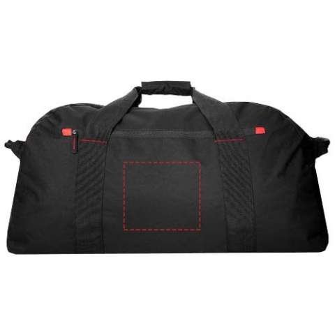 Extra large travel bag with zippered main compartment and front zipper pocket.