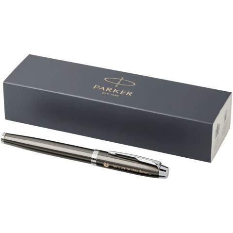 Highly professional and reliable. An ideal partner with unlimited potential, Parker IM is all at once smart, polished and established. With a durable stainless steel nib and finishes that echo the Parker legacy, every detail is refined to deliver a writing experience that is always dependable. Incl. Parker gift box. Delivered with one rollerball refill. Exclusive design.